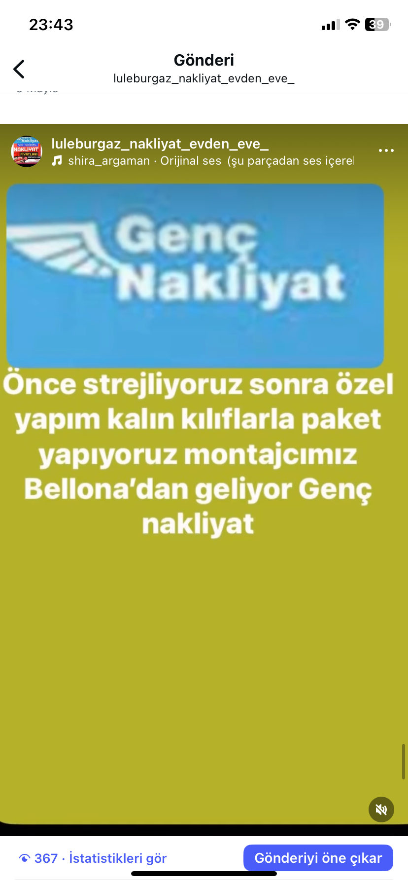 Genç Nakliyat taşıma çalışması